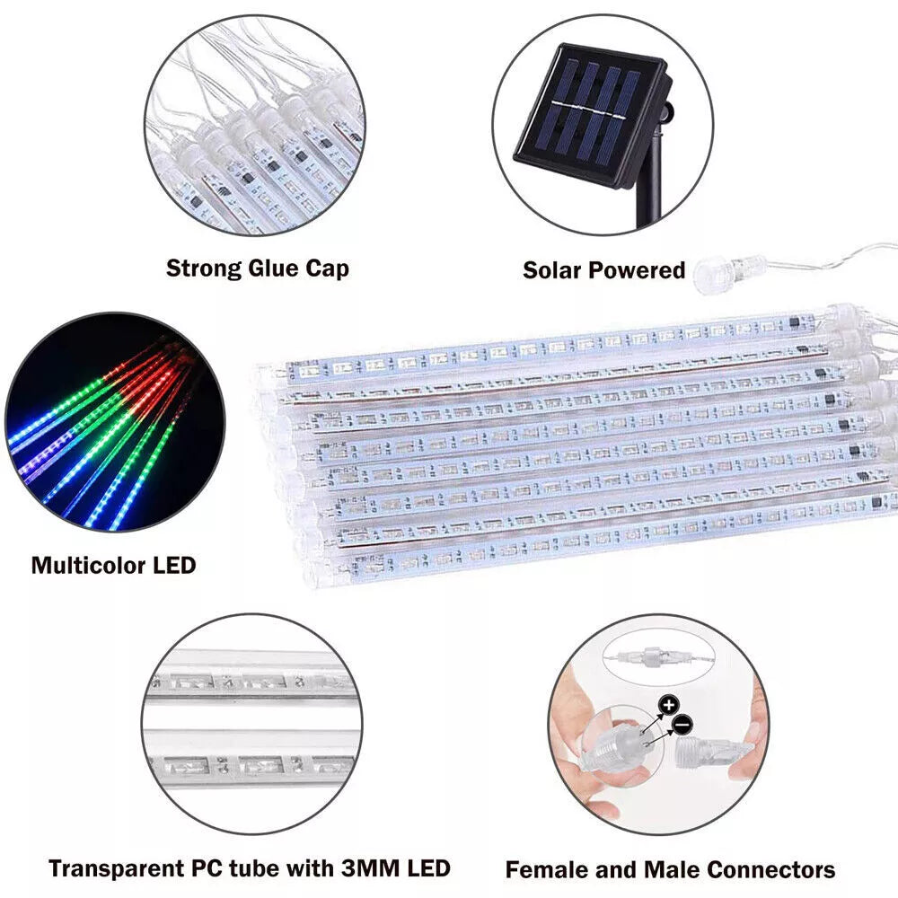 يعمل على الطاقة الشمسية LED حبل ليت شلال ملون كرستال