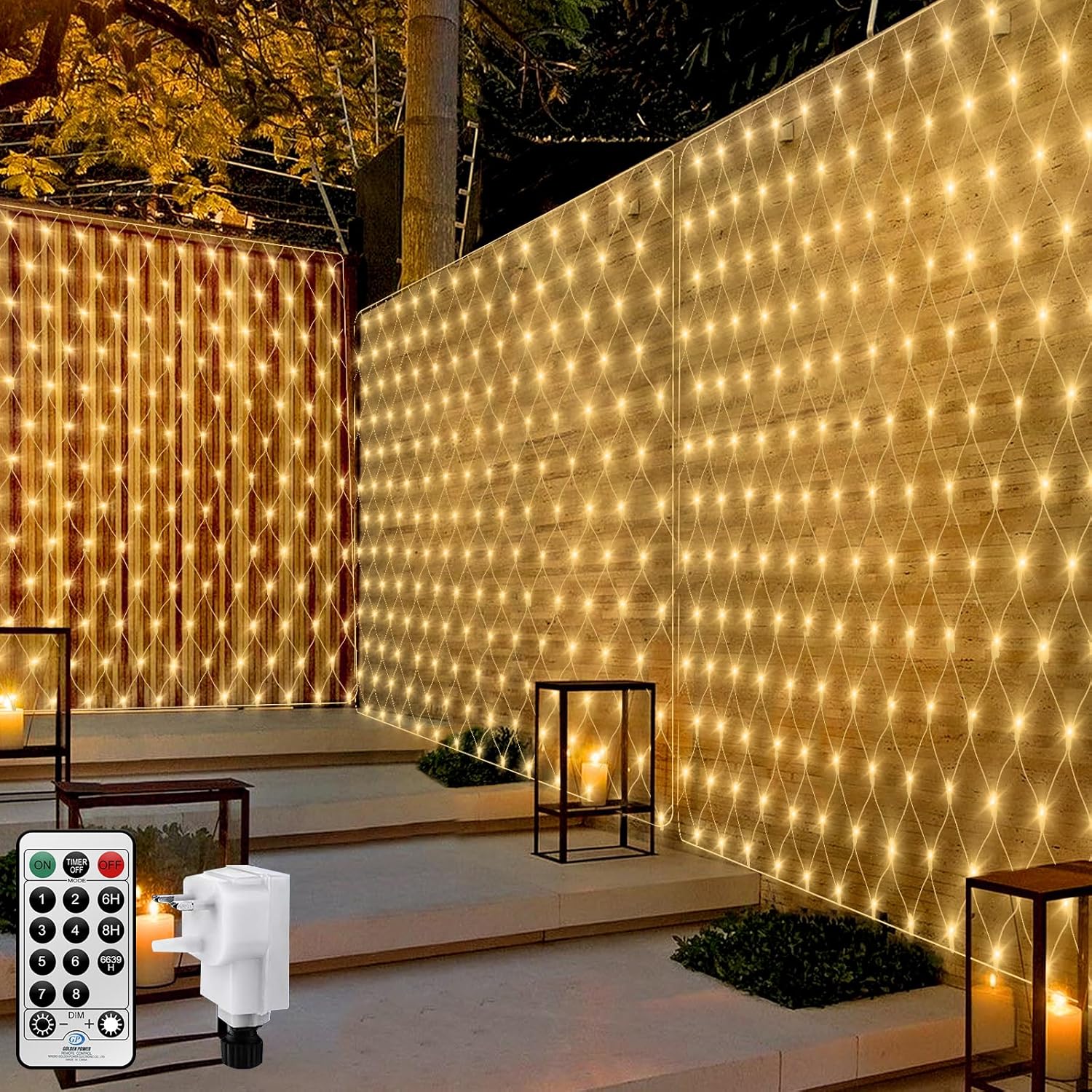 مصابيح شبكية خارجية لعيد الميلاد - يمكن توصيلها بمقبس 2 متر × 2 متر LED